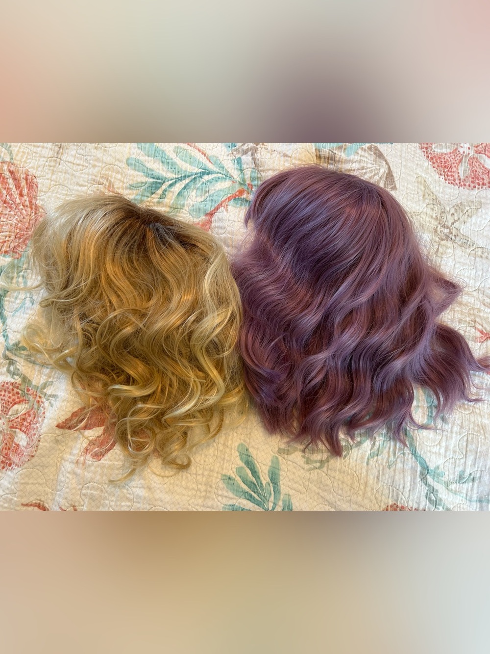 Purple and Blonde Women’s Wavy Hairpieces - Stylish Layered Wigs